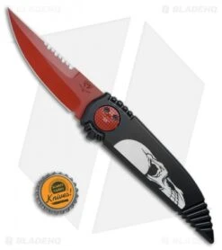 Paragon Phoenix Knife Death Head Black (3.8" Red Serr Swedge) -Elite Folds Asheville Steel Paragon Phoenix Death Head Red Serr Swedge DH BLK DP CR BHQ 67690 jr bottlecap