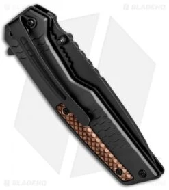 M&P Bodyguard Tanto Liner Lock Knife Black Al/Wood (3.6" Black Serr) 1085900 -Elite Folds MP Bodyguard Tanto LL Black Al Wood Black Serr 1085900 BHQ 82111 jr side