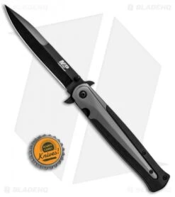 M&P Dagger Liner Lock Knife Gray Steel/Black GRN (3.8" Black) 1085898 -Elite Folds MP Dagger LL Gray Steel Black GRN Black 1085898 BHQ 82375 jr bottlecap