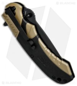 M&P M2.0 Ultra Glide Liner Lock Knife Black/Tan (3.5" Black) 1085908 -Elite Folds MP M2.0 Ultra Glide LL Black Tan Black 1085908 BHQ 80737 jr side