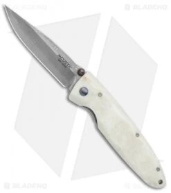 Mcusta Classic Wave Clip Point Liner Lock Knife White Corian (3.4" Damascus)