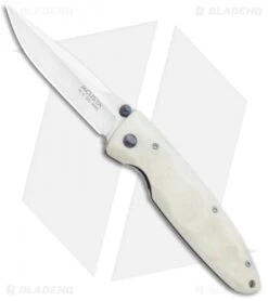 Mcusta Classic Wave Liner Lock Knife White Corian (3.4" Satin) MC-0019V