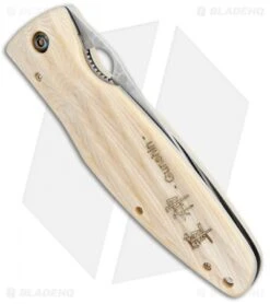 Mcusta Gunshin Liner Lock Knife White Micarta (3.75" Hamon) MC-0185G -Elite Folds Mcusta Gunshin LL White Micarta Hamon MC 0185G BHQ 102801 jr side