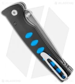 Mcusta Katana Liner Lock Knife Black/Blue Aluminum (3.25" Satin) MC-41C -Elite Folds Mcusta Katana Manual Black Blue Accents Seki Japan MC 0041C BHQ 5699 jr side