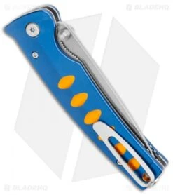 Mcusta Katana Manual Folder Knife Blue W/ Orange Accents (3.375" Satin) -Elite Folds Mcusta Katana Manual Blue Orange Accents Seki Japan MC 0042C BHQ 5824 jr side