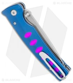 Mcusta Katana Manual Folder Knife Blue W/ Purple Accents (3.4" Satin) -Elite Folds Mcusta Katana Manual Blue Purple Accents Seki Japan MC 0043C BHQ 135935 jr side