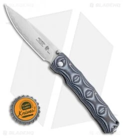 Mcusta Minari Liner Lock Knife Bamboo Pattern Black/Blue (3.375" Satin) -Elite Folds Mcusta Minari Liner Lock Knife Bamboo Pattern BlackBlue 3.375 Satin MCU201G BHQ 112659 LS Bottlecap