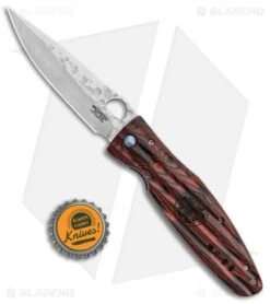 Mcusta Nobunaga Knife Red Pakkawood (3.75" SPG2) MC-0183G -Elite Folds Mcusta Nobunaga Red Pakkawood MCU183G BHQ 96993 jr bottlecap
