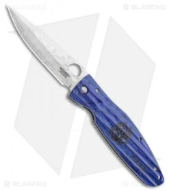Mcusta Sengoku Liner Lock Knife Blue Pakkawood (3.75" Hammered)