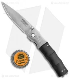 Mcusta Folding Liner Lock Knife Black Pakkawood (3.00" Satin) -Elite Folds Mcusta Shinra Maxima LL Black Pakka Wood Damascus BHQ 106060 jr bottlecap