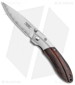 Mcusta Shinra Mixture Liner Lock Knife Ripple Brown Ironwood (3.625" Satin)