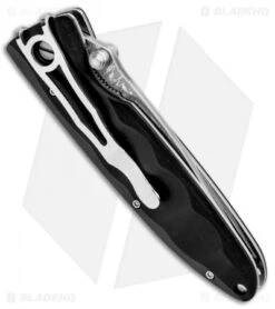 Mcusta Classic Wave Clip Point Liner Lock Knife Pakka Wood (3.4" Damascus) -Elite Folds Mcusta Tactility LL Black Packawood Damascus MCU17D BHQ 96149 jr side