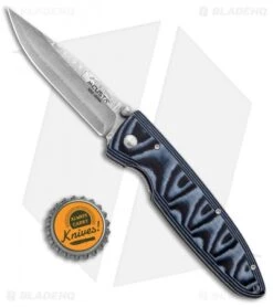 Mcusta Tactility Liner Lock Knife Blue Micarta (3.25" Damascus) MC-0010D -Elite Folds Mcusta Tactility LL Blue Micarta Damascus MCU10D BHQ 96144 jr bottlecap