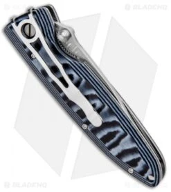 Mcusta Tactility Liner Lock Knife Blue Micarta (3.25" Damascus) MC-0010D -Elite Folds Mcusta Tactility LL Blue Micarta Damascus MCU10D BHQ 96144 jr side