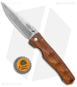 Mcusta Tactility Liner Lock Knife Ironwood (3.5" Damascus) MC-0125D -Elite Folds Mcusta Tactility LL Ironwood Damascus MCU125D BHQ 96147 jr bottlecap