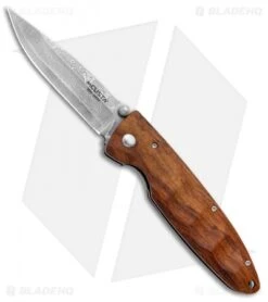 Mcusta Classic Wave Liner Lock Knife Iron Wood (3.4" Damascus)