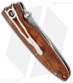 Mcusta Classic Wave Liner Lock Knife Iron Wood (3.4" Damascus) -Elite Folds Mcusta Tactility LL Ironwood Damascus MCU18D BHQ 96152 jr side