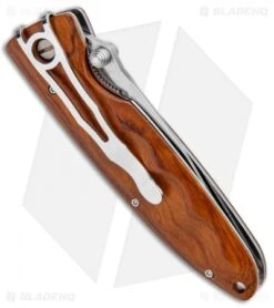 Mcusta Classic Wave Liner Lock Knife Iron Wood (3.5" Satin) MC-0018V -Elite Folds Mcusta Tactility LL Ironwood Satin MCU18V BHQ 96153 jr side