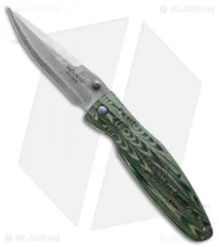 Mcusta Rikyu Liner Lock Knife Green Micarta (3.75" Damascus) MC-0184D