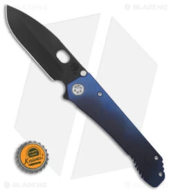 Medford 187DP Frame Lock Knife Blue Titanium (4.25" Black PVD) MKT -Elite Folds Medford 187 DP Framelock BHQ 122946 td size