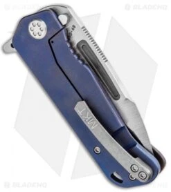 Medford Custom Proxima Frame Lock Knife Sculpted "Chimera" Ti (3.8" Tumbled) -Elite Folds Medford Custom Proxima FL Chimera Ti Tumbled MK 200ST 03AN BLU CHI BHQ 92417 jr side