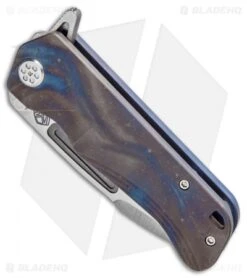 Medford Custom Proxima Frame Lock Knife Sculpted "Chimera" Ti (3.8" Tumbled) -Elite Folds Medford Custom Proxima FL Chimera Ti Tumbled MK 200ST 03AN BLU CHI BHQ 92417 jr spine