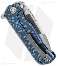 Medford Custom Proxima Knife Sculpted "Thornbush" Blue Ti (3.8" Tumbled) -Elite Folds Medford Custom Proxima FL Sculpted Blue Thorn Bush Ti Tumbled MK200ST 02AN BLU TB BHQ 92419 jr side