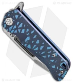 Medford Custom Proxima Knife Sculpted "Thornbush" Blue Ti (3.8" Tumbled) -Elite Folds Medford Custom Proxima FL Sculpted Blue Thorn Bush Ti Tumbled MK200ST 02AN BLU TB BHQ 92419 jr spine