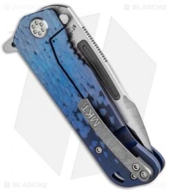 Medford Custom Proxima Knife Sculpted Light Blue Ti (3.875" Tumbled) MKT -Elite Folds Medford Custom Proxima FL Sculpted Purple Blue Ti Tumbled MK200ST 02AN BHQ 89583 jr side