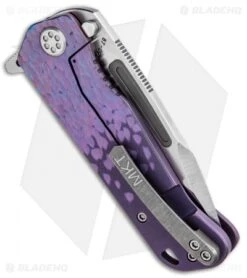 Medford Custom Proxima Frame Lock Knife Sculpted Purple Ti (3.875" Tumbled) MKT -Elite Folds Medford Custom Proxima FL Sculpted Purple Ti Tumbled MK200ST 02AN BHQ 89583 jr side