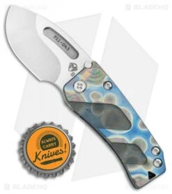 Medford Hunden Frame Lock Folding Knife Spot Flamed/Blue Ti (2.25" Tumbled) -Elite Folds Medford Hunden FL Spot Flamed Blue Ti Tumbled BHQ 112496 jr bottlecap