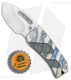 Medford Hunden Frame Lock Folding Knife Stripe-Flamed Titanium (2.25" Tumbled) -Elite Folds Medford Hunden FL Stripe Flamed Ti Tumbled BHQ 112493 jr bottlecap