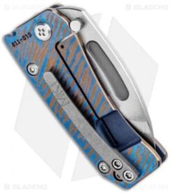 Medford Hunden Frame Lock Folding Knife Sculpted Blue/ Bronze Ti (2.25" Satin) -Elite Folds Medford Hunden Ti FL Blue Gold Ano Sculpted Tumbed MK203ST 02AN BHQ 96694 jr side