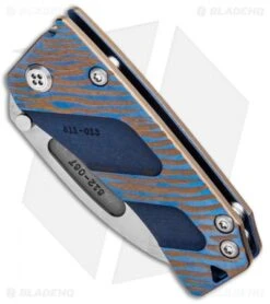 Medford Hunden Frame Lock Folding Knife Sculpted Blue/ Bronze Ti (2.25" Satin) -Elite Folds Medford Hunden Ti FL Blue Gold Ano Sculpted Tumbed MK203ST 02AN BHQ 96694 jr spine
