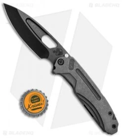 Medford Infraction Frame Lock Knife Tumbled Ti (3.6" S35VN Black) -Elite Folds Medford Infraction FL Tumbled Ti Black BHQ 77210 jr bottlecap