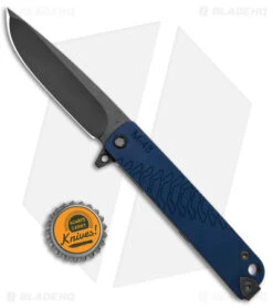 Medford M-48 Hybrid Flipper Knife Titanium/Blue Aluminum (3.9" Black PVD) -Elite Folds Medford M 48 Blue Hybrid Flipper PVD BHQ 131620 jr bottlecap