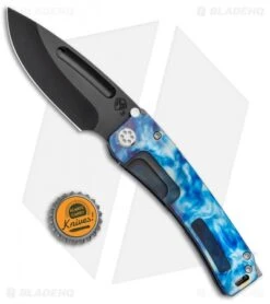 Medford Marauder-H Knife Polished Flame/Blue Ti (3.75" Black 3V) MKT -Elite Folds Medford Marauder H FL Polished Flame Ti Blue Ano Black 3V MK453PD 03A2 BHQ 87403 jr bottlecap