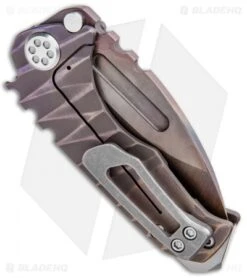 Medford Custom Micro Praetorian T Frame Lock Knife Flamed Ti (2.875" Vulcan) MKT -Elite Folds Medford Micro Praetorian Lightning Ti Anodized Vulcan BHQ 92424 jr side