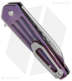 Medford Nosferatu Sheepsfoot Flipper Knife Violet Anodized Titanium (3.5" Satin) -Elite Folds Medford Nosferatu Auto Faced Ano Purple Ti Wharncliffe Tumbled BHQ 134736 jr side