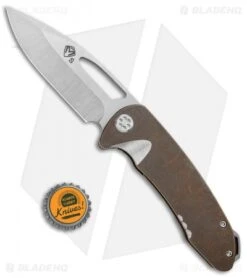 Medford On Belay Frame Lock Knife Bronze Ti (4.125" Stonewash) MKT -Elite Folds Medford On Belay FL Bronze Ti SW MK38DT 02AN BHQ 68453 jr bottlecap