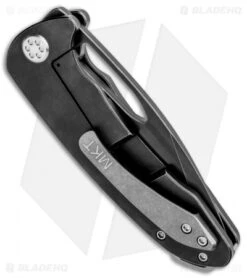 Medford On Belay Frame Lock Knife Tumbled Black/Satin Ti (4.125" Black PVD) MKT -Elite Folds Medford On Belay FL Tumbled Black Ti Black PVD MK038DSTQ 31PT SSCS BN BHQ 84525 jr side