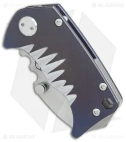 Medford Panzer Tanto Frame Lock Knife Sculpted Blue Ano (2.5" Tumbled) MKT -Elite Folds Medford Panzer Tanto sculpted blue ano tumbled BHQ 76703 er spine