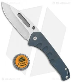 Medford Praetorian Slim Frame Lock Knife Blue Ano Drop Point (3.3" Satin) -Elite Folds Medford Praetorian Slim FL Blue Ti DP Satin BHQ 112504 jr bottlecap