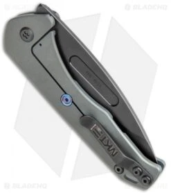 Medford Praetorian Slim Frame Lock Bead Blasted Drop Point (3.3" Black PVD) -Elite Folds Medford Praetorian Slim FL Matte Green BB DP Black BHQ 119614 jr side