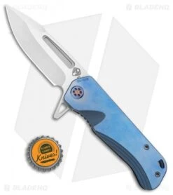 Medford Proxima Frame Lock Flipper Blue Anodized Flamed Ti (3.875" Tumbled) -Elite Folds Medford Proxima FL Blue Anodized Flamed Ti Tumbled BHQ 112488 jr bottlecap