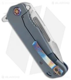 Medford Proxima Frame Lock Flipper Blue Anodized Flamed Ti (3.875" Tumbled) -Elite Folds Medford Proxima FL Blue Anodized Flamed Ti Tumbled BHQ 112488 jr side