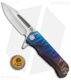 Medford Custom Proxima Frame Lock Knife Sculpted Blue Fade Ti (3.875" Tumbled) -Elite Folds Medford Proxima FL Sculpted Blue Fade Ti Tumbled MK200ST 02AN BHQ 89588 jr bottlecap