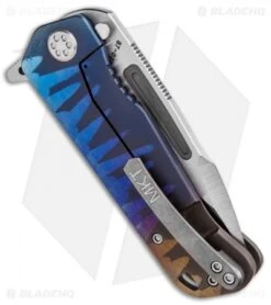 Medford Custom Proxima Frame Lock Knife Sculpted Blue Fade Ti (3.875" Tumbled) -Elite Folds Medford Proxima FL Sculpted Blue Fade Ti Tumbled MK200ST 02AN BHQ 89588 jr side