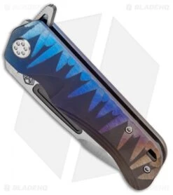 Medford Custom Proxima Frame Lock Knife Sculpted Blue Fade Ti (3.875" Tumbled) -Elite Folds Medford Proxima FL Sculpted Blue Fade Ti Tumbled MK200ST 02AN BHQ 89588 jr spine