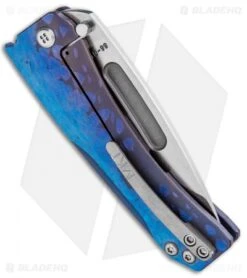 Medford Custom Slim Midi Marauder Knife Sculpted Blue Ti (3.625" Satin) -Elite Folds Medford Slim Midi Marauder FL Blue Ti Custom Satin MK201SST 02AN BLU CUS BHQ 92421 jr side